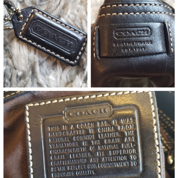 Coach Classic Hampton Leather Hobo Shoulder Bag HS2-7584 Black Medium Purse - Picture 7 of 8